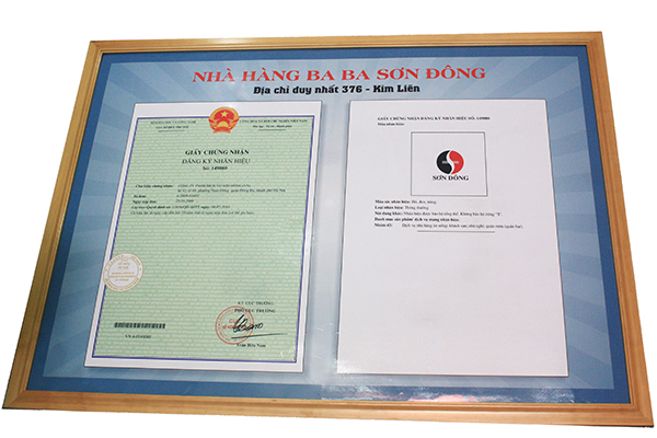 Ba Ba Sơn Đông đã được cấp bản quyên thương hiệu